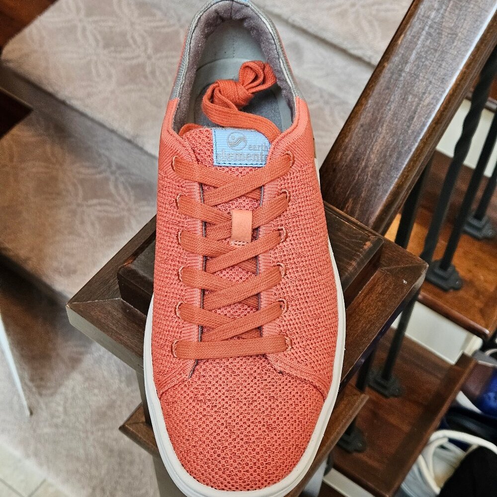 NIB Earth Elements Men's Anton Casual Knit Sneaker, Ginger Red/Coral - Picture 11 of 16